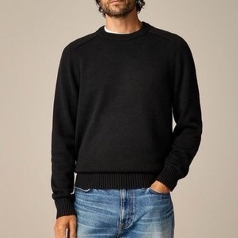 J.Crew Men's Heritage Cotton Crewneck Sweater Black Size Large NWT